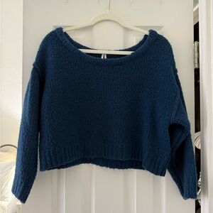 Anthropologie Deep Blue Crew Neck Sweater